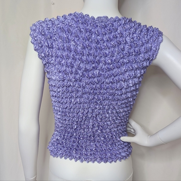 Y2K Lavender Satin Sleeveless Popcorn Magic Top - Picture 5 of 5